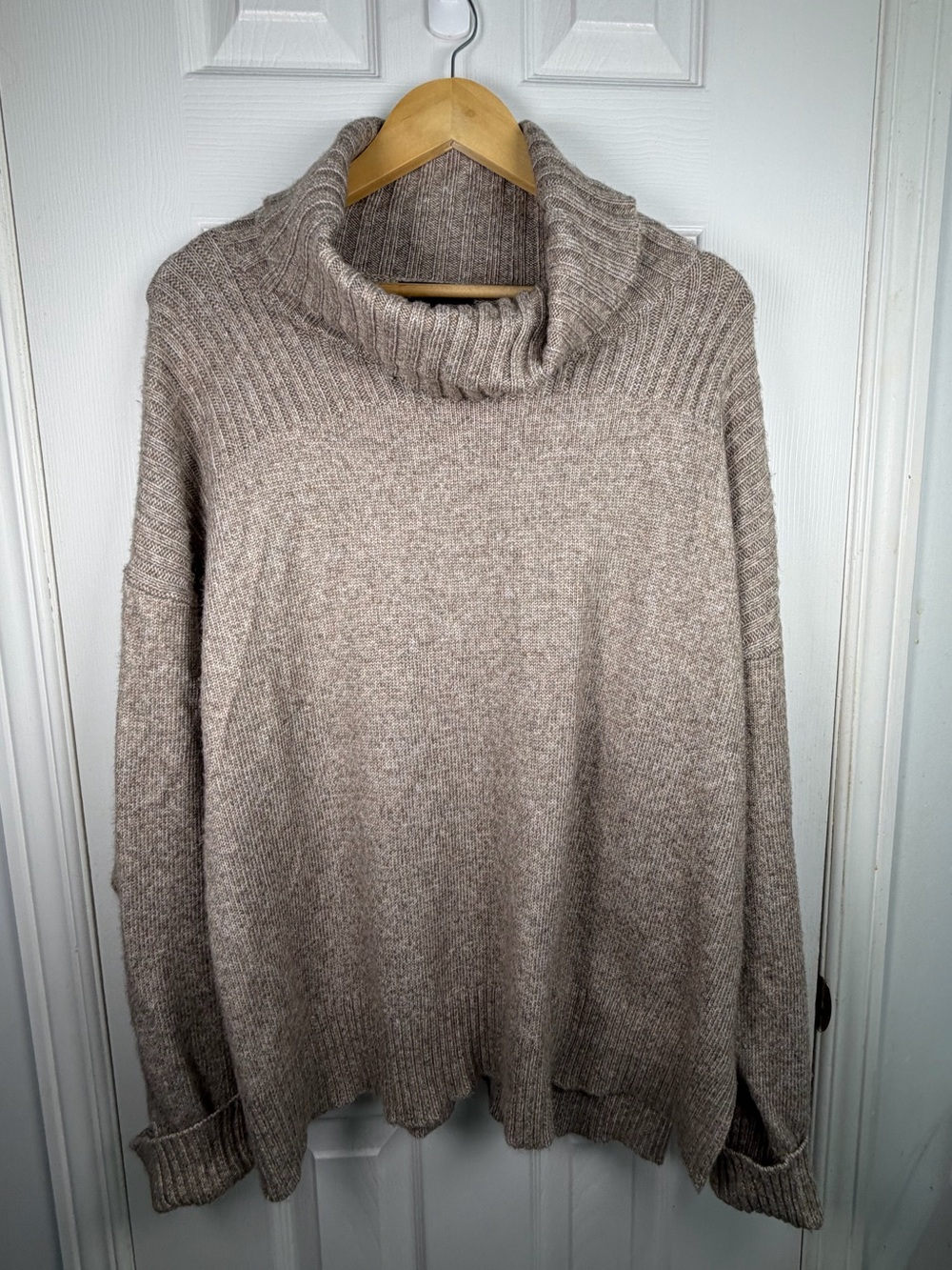 Renuar Taupe Cowl Neck Sweater Women's XXL Cozy Relaxed Fit Quiet Luxury Fall - Picture 2 of 11